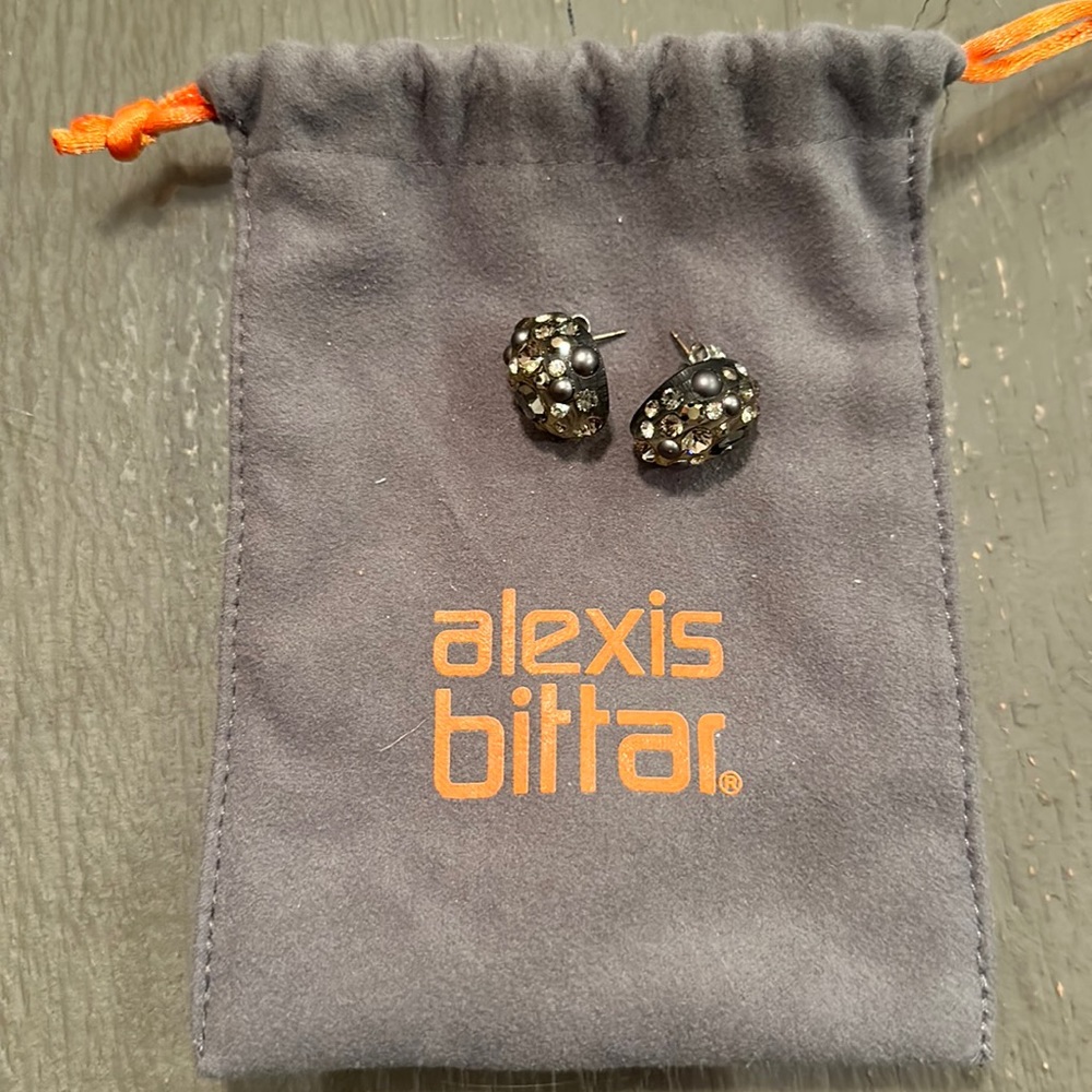 Alexis Bittar stud stone earrings grey